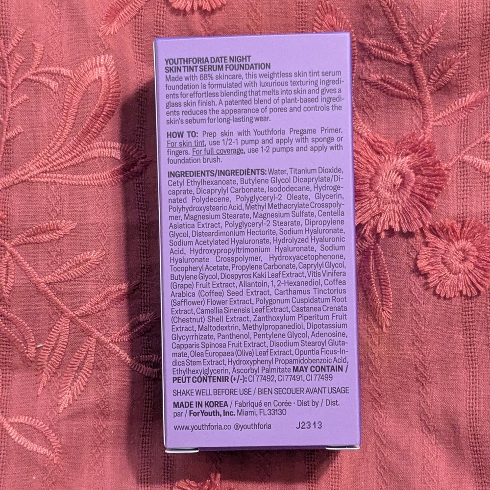 Date Night Skin Tint Serum Foundation By Youth Foria In Shade 120 Fair - NIB - Picture 7 of 9